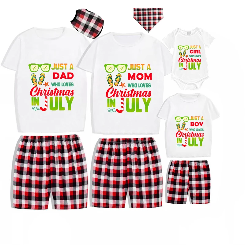 

Christmas Matching Family Pajamas Just Who Loves Christams In July Gray Short Pajamas Sets