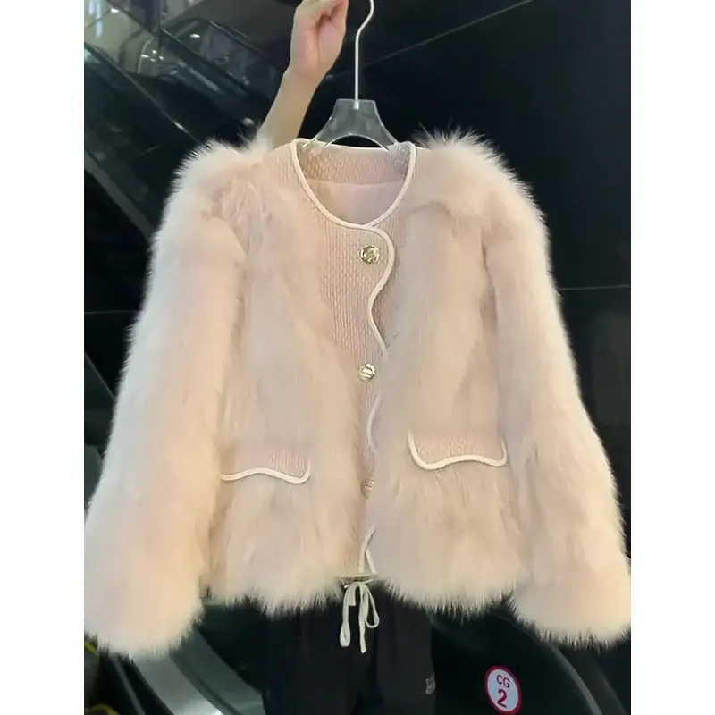 Темпераментное пальто из искусственного лисьего меха женская зима 2025 новая