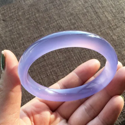 

New Natural Purple Chalcedony Ice Kind Agate Small Fine Jade Stone Bracelet Goddess Bangle Jewelry Lucky Accessories Gift