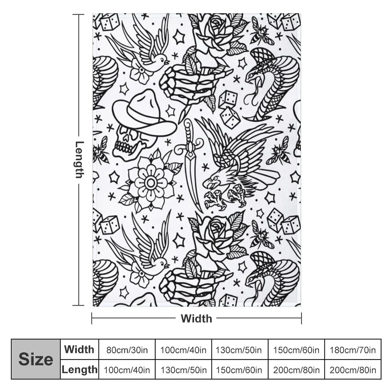 Американское традиционное татуировка с флэш-принтом вариант одеяла мягкие