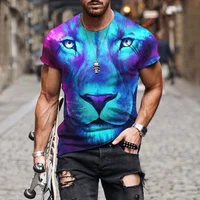 mens 3d tshirt tiger print short sleeve o neck t shirt fashion casual loose vintage forced printing t shirt loose plus size