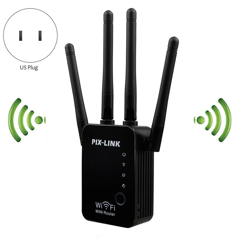 ABGZ-PIX-LINK 300Mbps Signal Amplifier Four Antenna Router Wifi Repeater Wireless Extender - Усилитель сигнала на 300 Мбит / сек с четырьмя антеннами, маршрутизатором, повторителем Wifi и беспроводным расширителем.