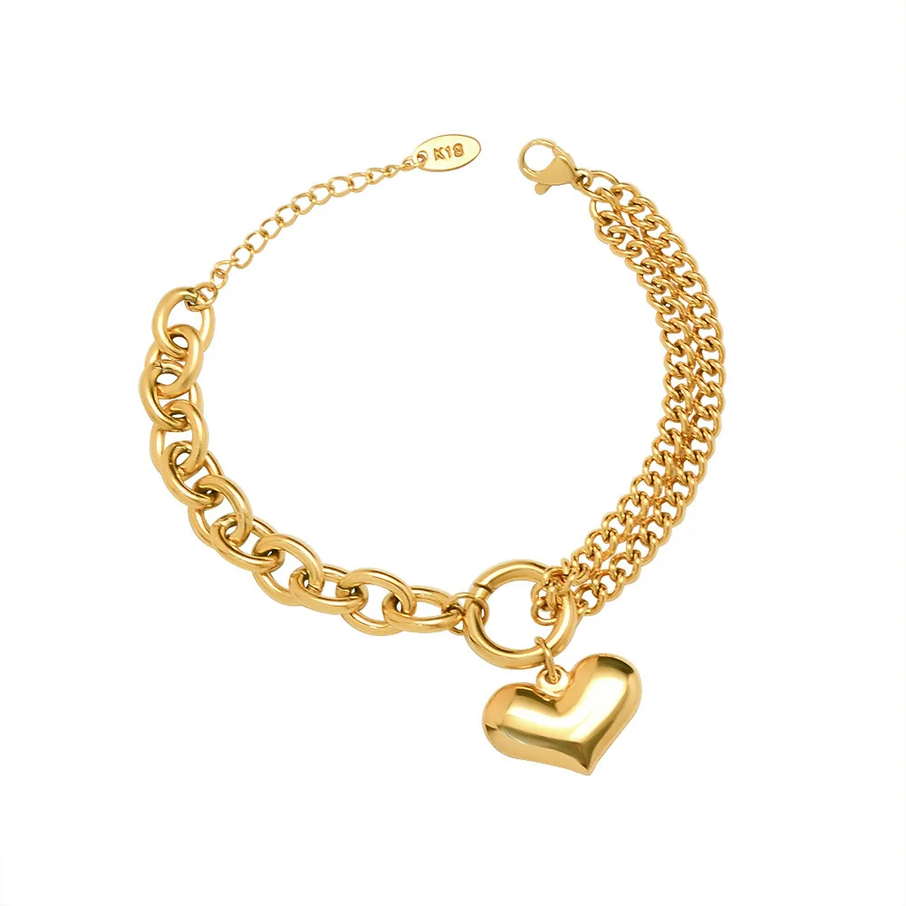 

Retro Love Gold Bracelet Women's Net Red Hipster Hip Hop Niche Personality Simple Does Not Fade Fashion Jewelry Gift giving Cool