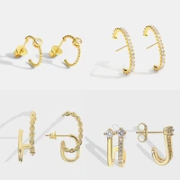 fashion woman 18k gold zircon earrings high quality korean earrings 2022 new style stud earrings jewelry accessories for women
