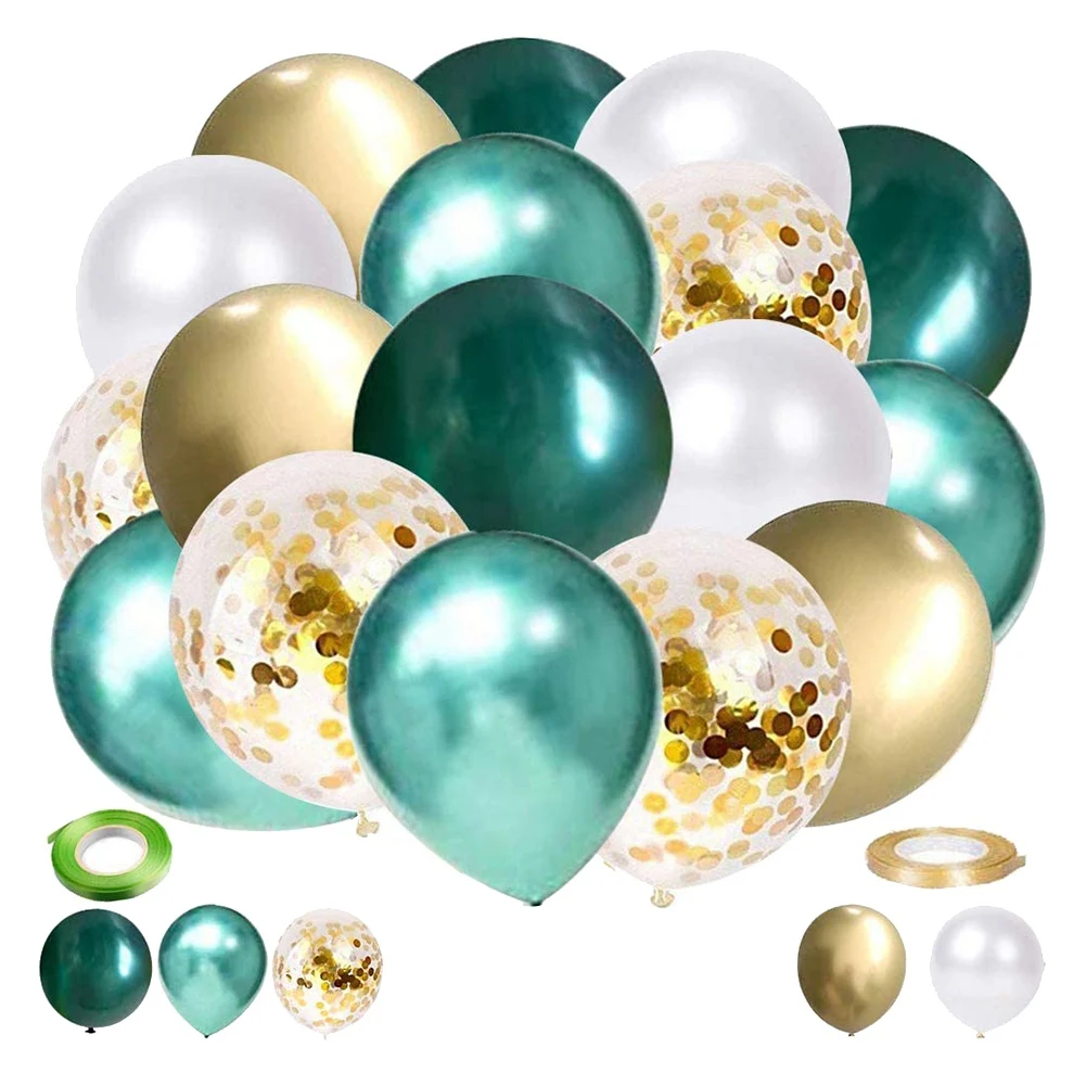 

Набор воздушных шаров из 60 предметов, зеленые, белые, золотые шары для свадьбы, детского дня рождения, декор для вечеринки в джунглях, дня рож...