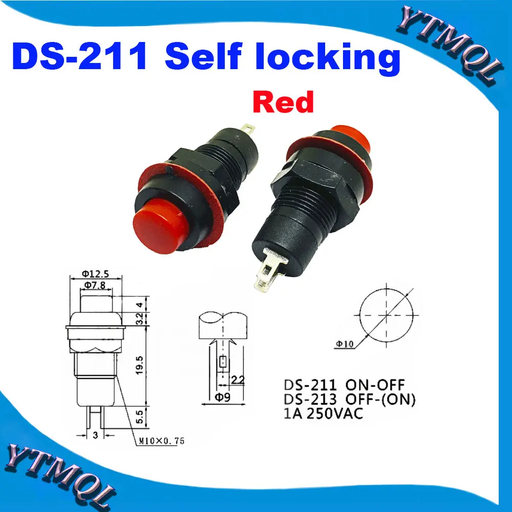10 шт. DS-211 DS-213 кнопочный переключатель мм Sesaat/Diri Penguncian Tombol Bulat Switch DS211 DS213 Miniatur