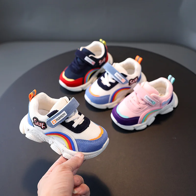 

Size 21-30 Baby Casual Shoes Rainbow Sport Shoes For Children Boys Breathable Toddler Shoes For Girls Non-slip Sneakers tenis
