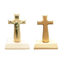 small holy wood standing cross 5 handmade altar cross plain home decor gift catholic wooden cross presents