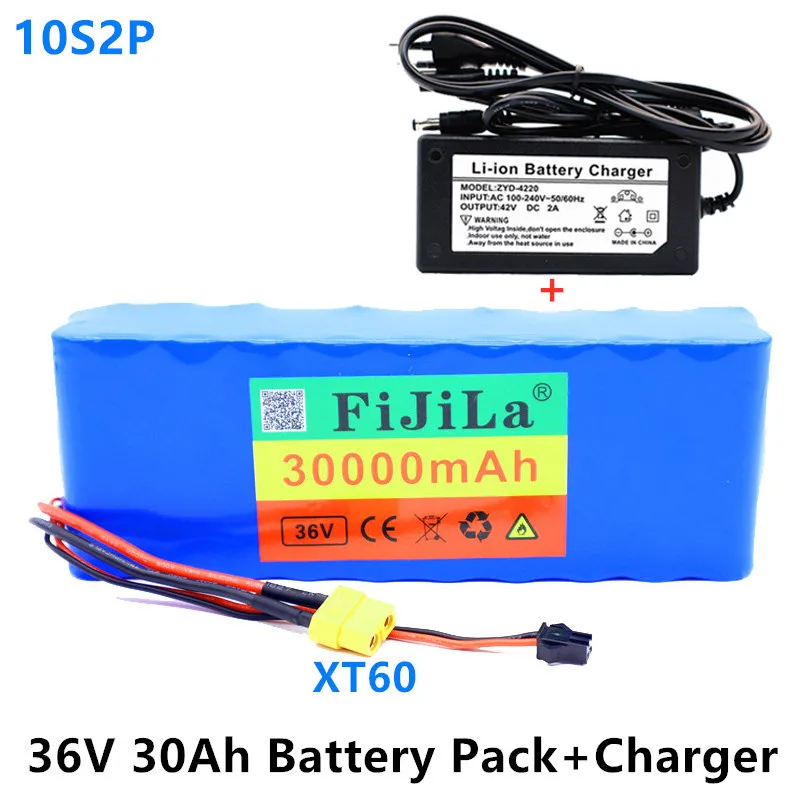 

30ah10s2p 100% 36V rechargeable battery, 18650 MAH, modified bicycle, electric vehicle protection, 42V PCB + 42V charger, 30000