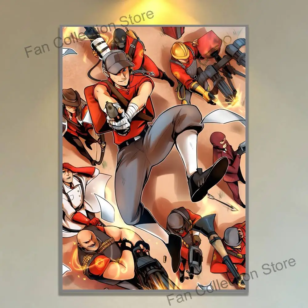 Фото Постер For Scout Pyro Spy Sniper T-Team TF2, многофункциональное настенное искусство для гостиной, спальни, офиса, прихожей, бара, домашнего декора, подарок №3