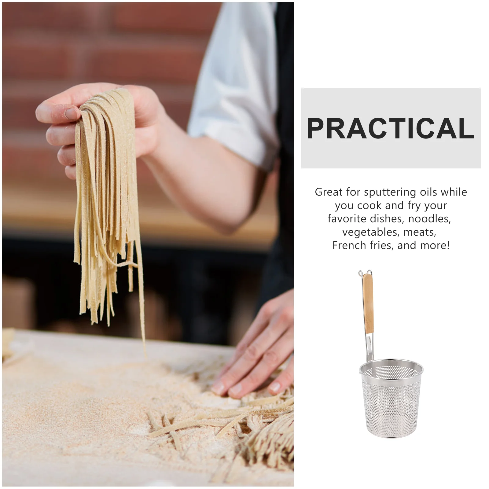 

Kitchen Handle Sieve Colander for Food Stainless Steel Wire Fine Mesh Sieve Oil Strainer Noodle Colander Kitchen Sifter