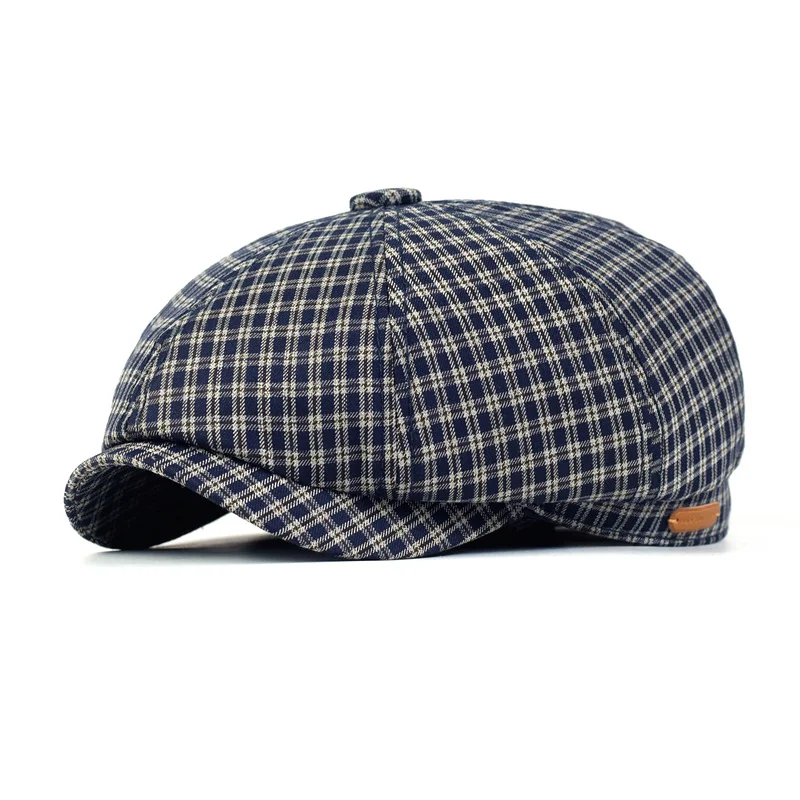 

Spring Summer Plaid Newsboy Cap Peaky Octagonal Hat Vintage Soft Casual Berets Cap Visor Flat Ivy Hat Four Seasons