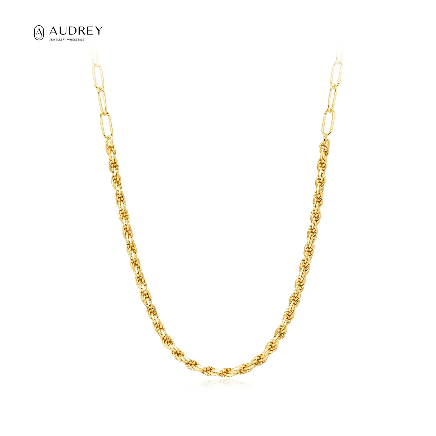 

Audrey Personality Sterling Silver 925 Jewellery 14k Gold Plated Neutral Chunky Chain Choker Layered Silver Necklace Women