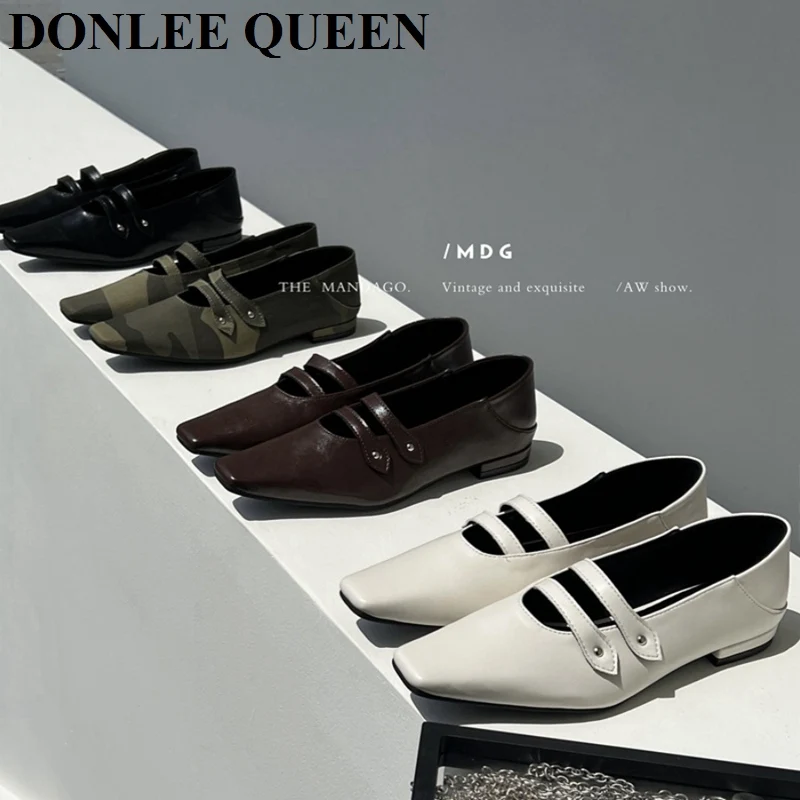 

2023 Autumn Women Flats Shoes Fashion Square Toe Slip On Shallow Mary Jane Shoes Casual Loafer Dress Ballet Soft Ballerina Mujer
