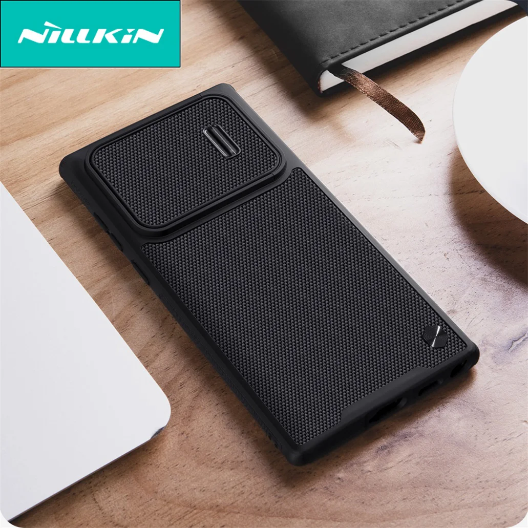 

For Samsung Galaxy S22 Ultra Case NILLKIN Textured Nylon Fiber Weaving Semi-automatic Sliding Camera Cover For Samsung S22 Ultra