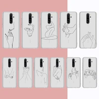 lover hand line simple sexy art phone case for samsung a51 a52 a71 a12 for redmi 7 9 9a for huawei honor8x 10i clear case
