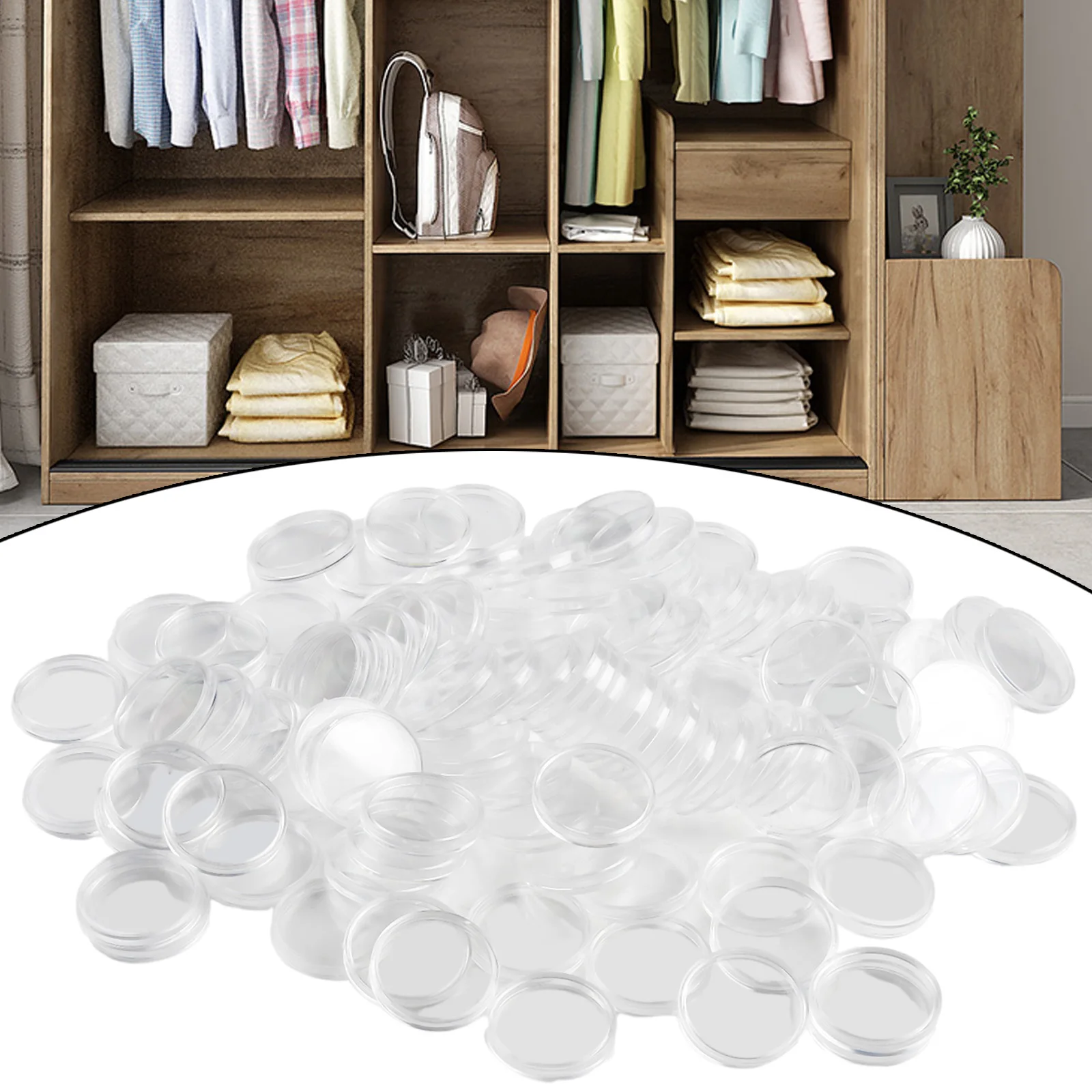 

100pcs 34mm Transparent Coin Capsules Storage Box Clear Plastic Coin Cases Holders Protector Coin Capsules Storage Accessories