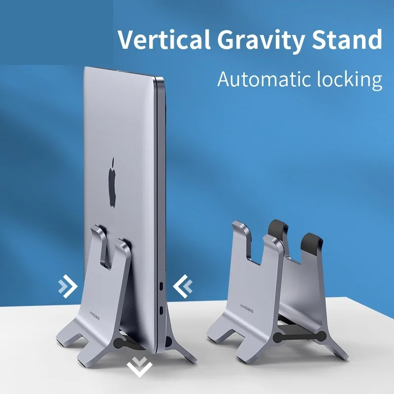 

NEW Vertical Laptop Stand Desktop Gravity Holder Aluminum Notebook Dock Space-Saving for MacBook/Surface/HP/Dell/Chrome Book