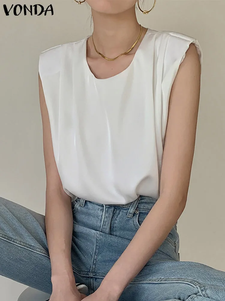 

Summer Party Blouse Sexy Women Shirts VONDA 2022 Casual Solid Color Tops Female Vintage Loose Tops Oversized Femininas Blusas