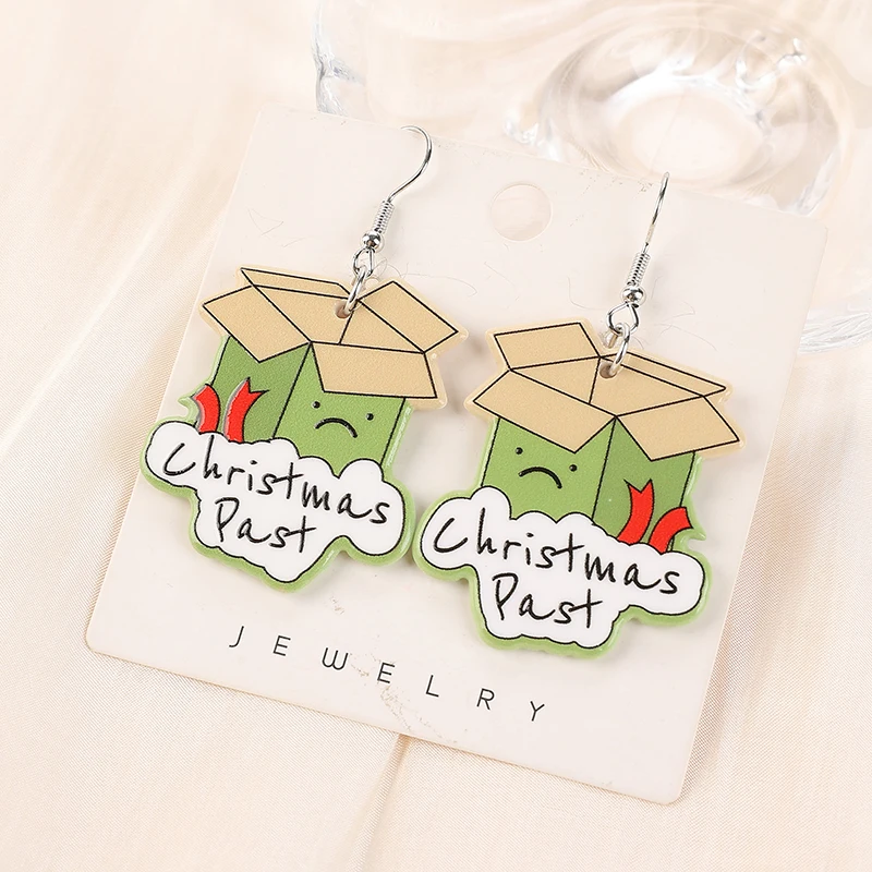 1 пара рождественских серег-капель акриловые милые подарочные коробки