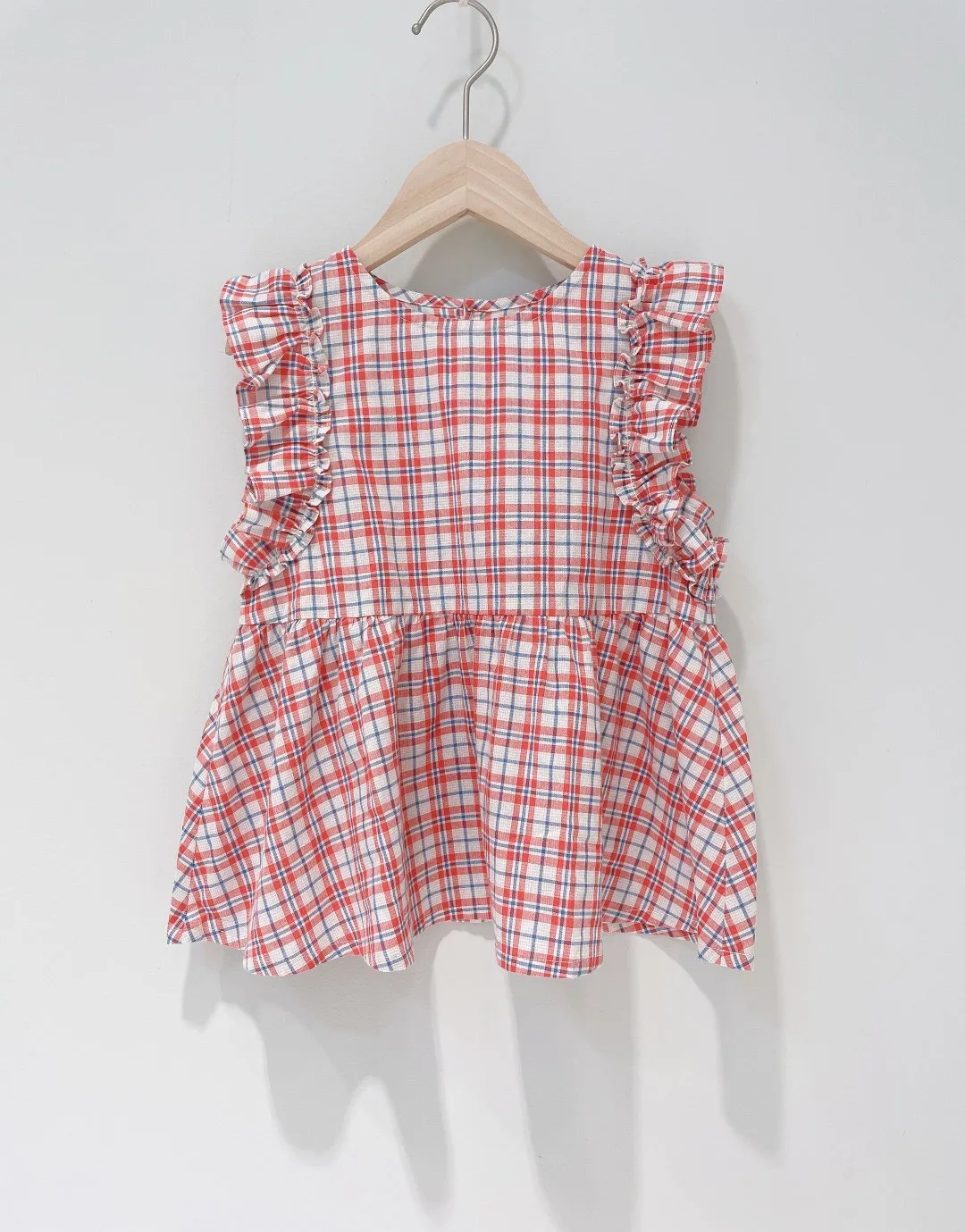 

Girls Summer Sleeveless Tank Top pink Plaid Sweet T-Shirt cotton baby girls clothes