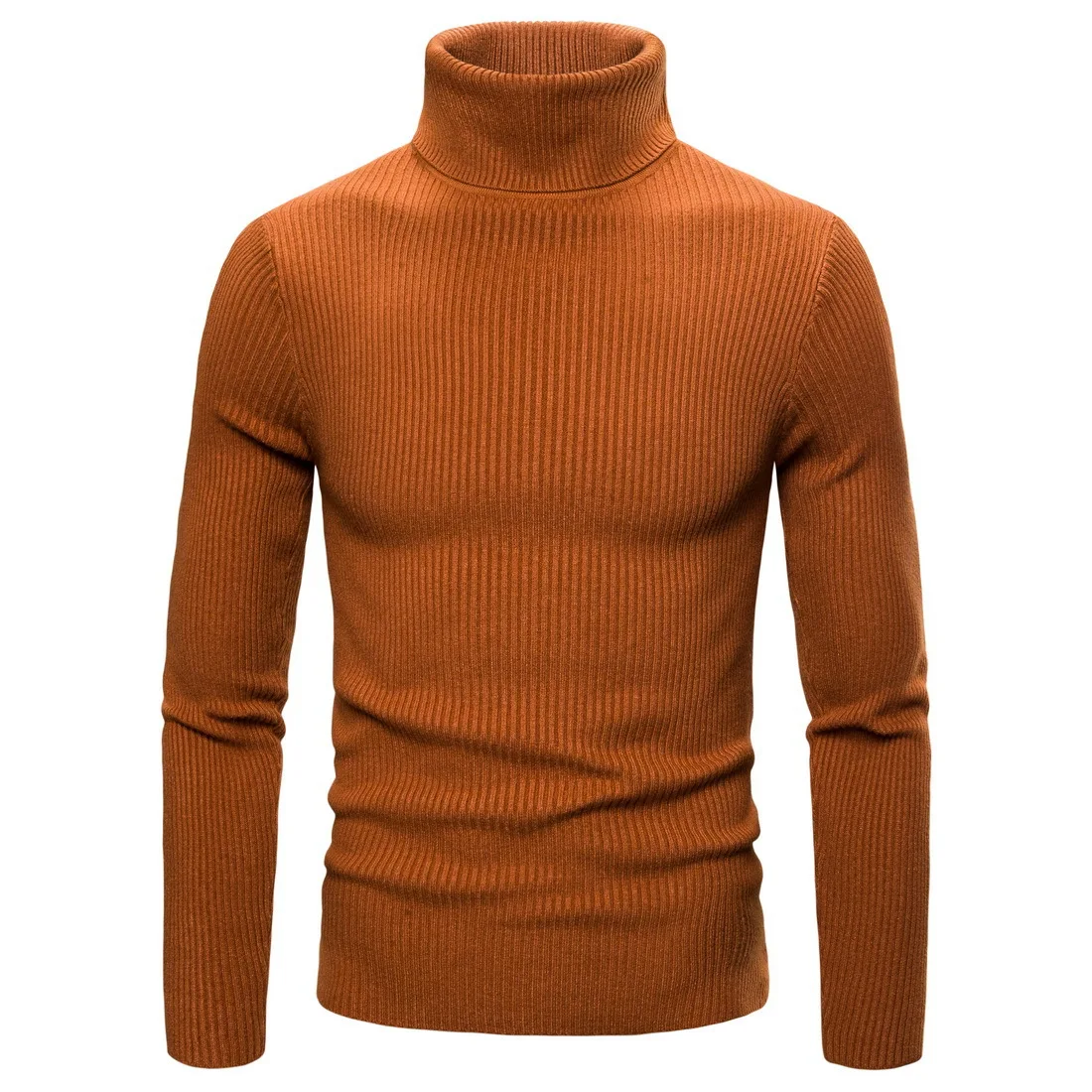 Autumn Winter Knitted Pullover Sweater Men Vintage Red Green Casual Turtleneck Male Version Slim Fit All-match Twisted Base Tops