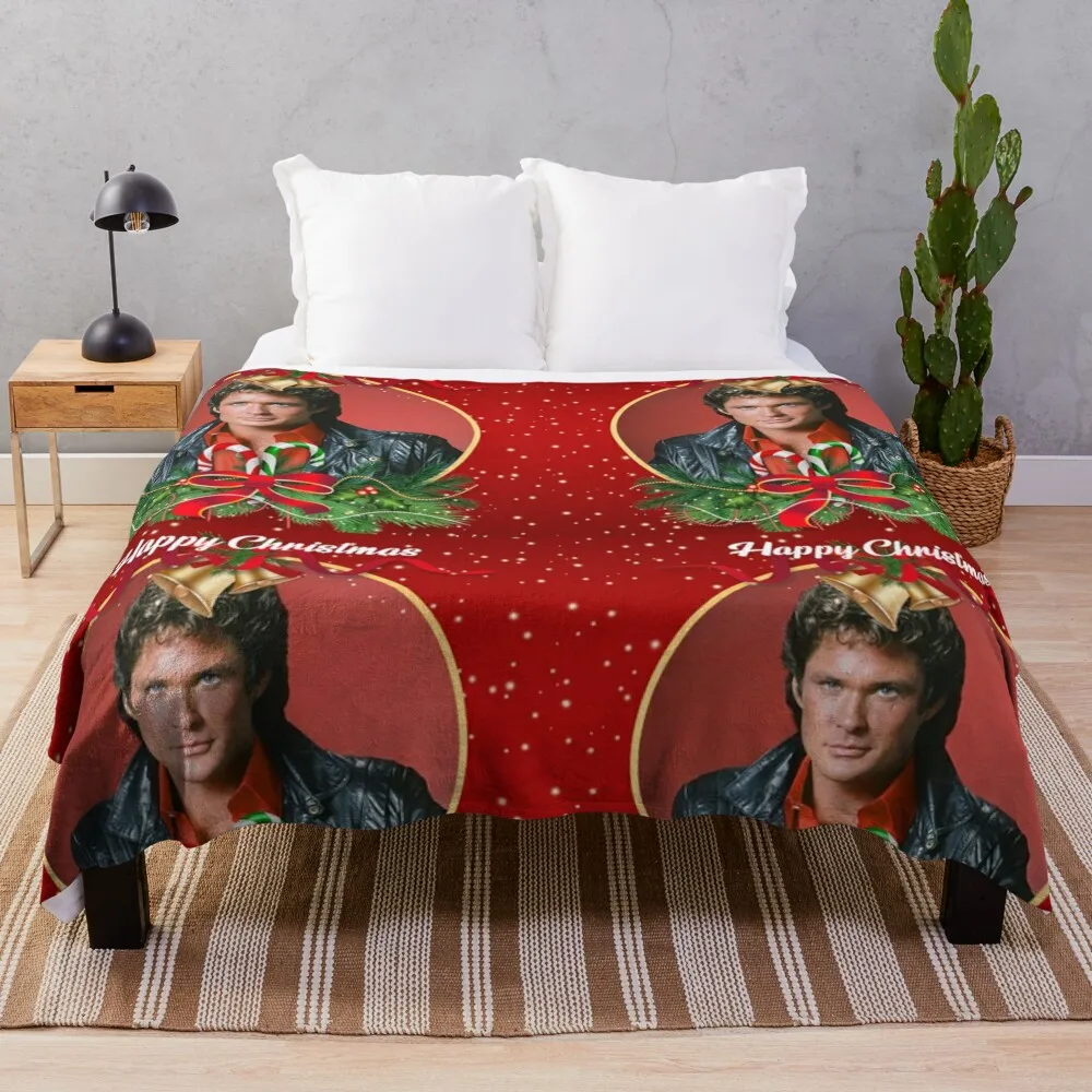 Рождественское одеяло David Hasselhoff милое клетчатое в клетку на диване спальный