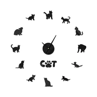 domesticated egyptian mau cat contemporary diy wall clock kitten breed animal mirror surface acrylic clock pet shop decor