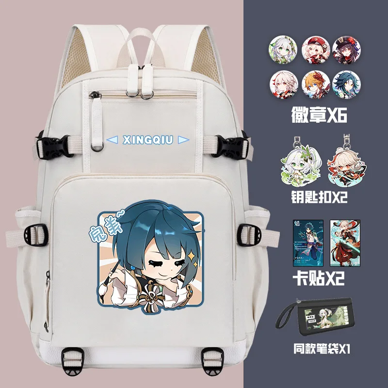 

Anime Genshin Impact Game COS Thoma Kuki Shinobu Razor Bennett Fischl Etc. Unisex Casual Multifunctional Backpack Gift