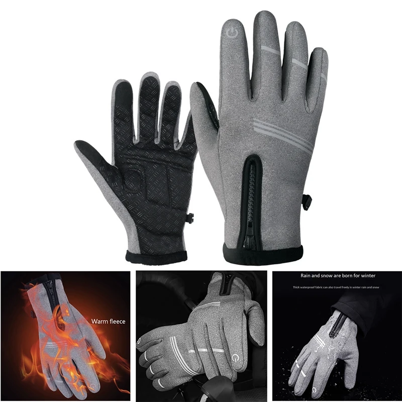 

Зимние велосипедные перчатки, теплые ветрозащитные велосипедные перчатки, перчатки с пальцами для экрана, спортивные лыжные перчатки