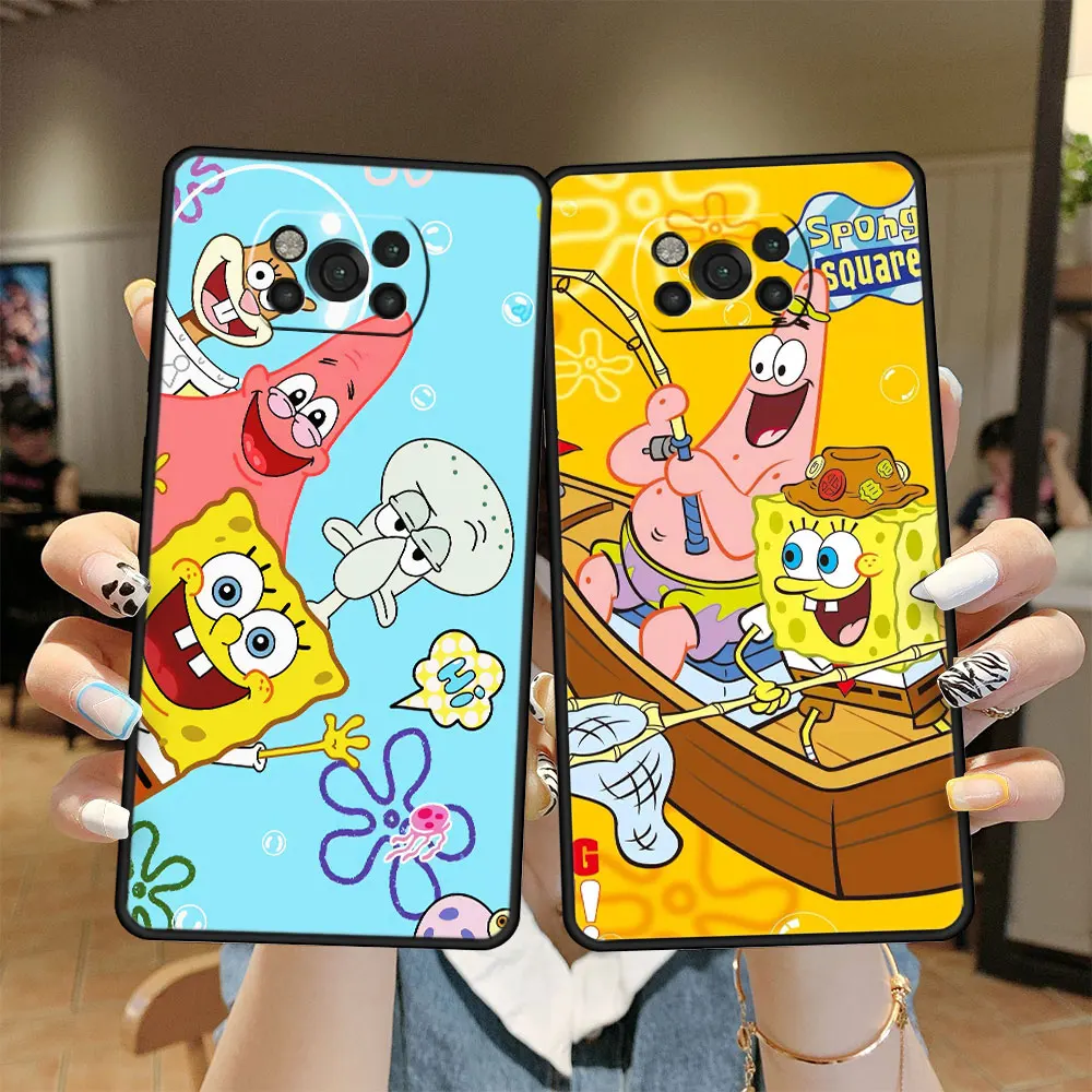

Armor SpongeBobs Cute Seabed Black Case Coque for Xiaomi Poco Redmi X3 NFC Note 9 9S 10 11 M3 X4 7 8 F3 Pro Note9s Phone