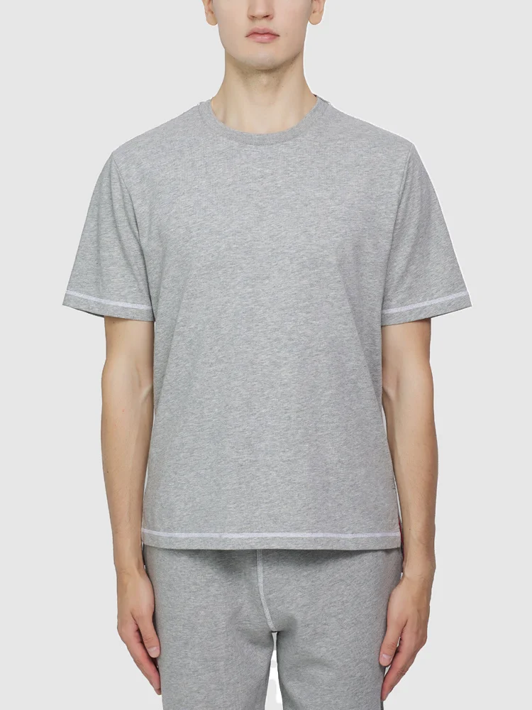 

THOM Men's SummerT-shirt Fashion Slim Pure Tops Cotton Contrast Color Short Sleeve Wholesale Oversized TB t-shirt