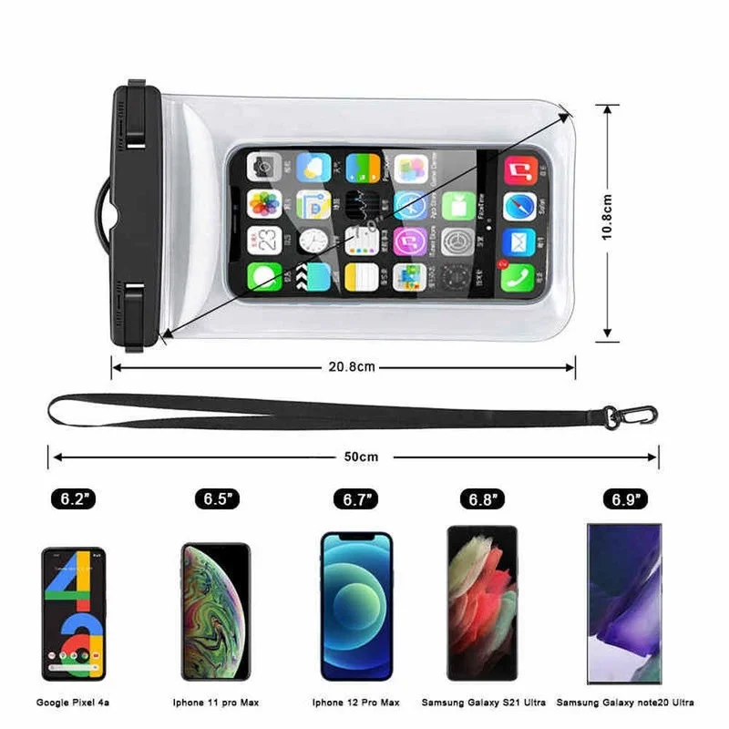 Waterproof Mobile Phone Case PVC Transparent Waterproof Phone Pouch Swimming Surfing Underwater Diving Water Proof Phone Bags