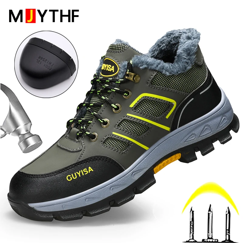 

Winter Boots Men Work Sneakers Safety Shoes Puncture-Proof Climbing Shoes Steel Toe Anti-smash Work Boots Indestructible Shoes