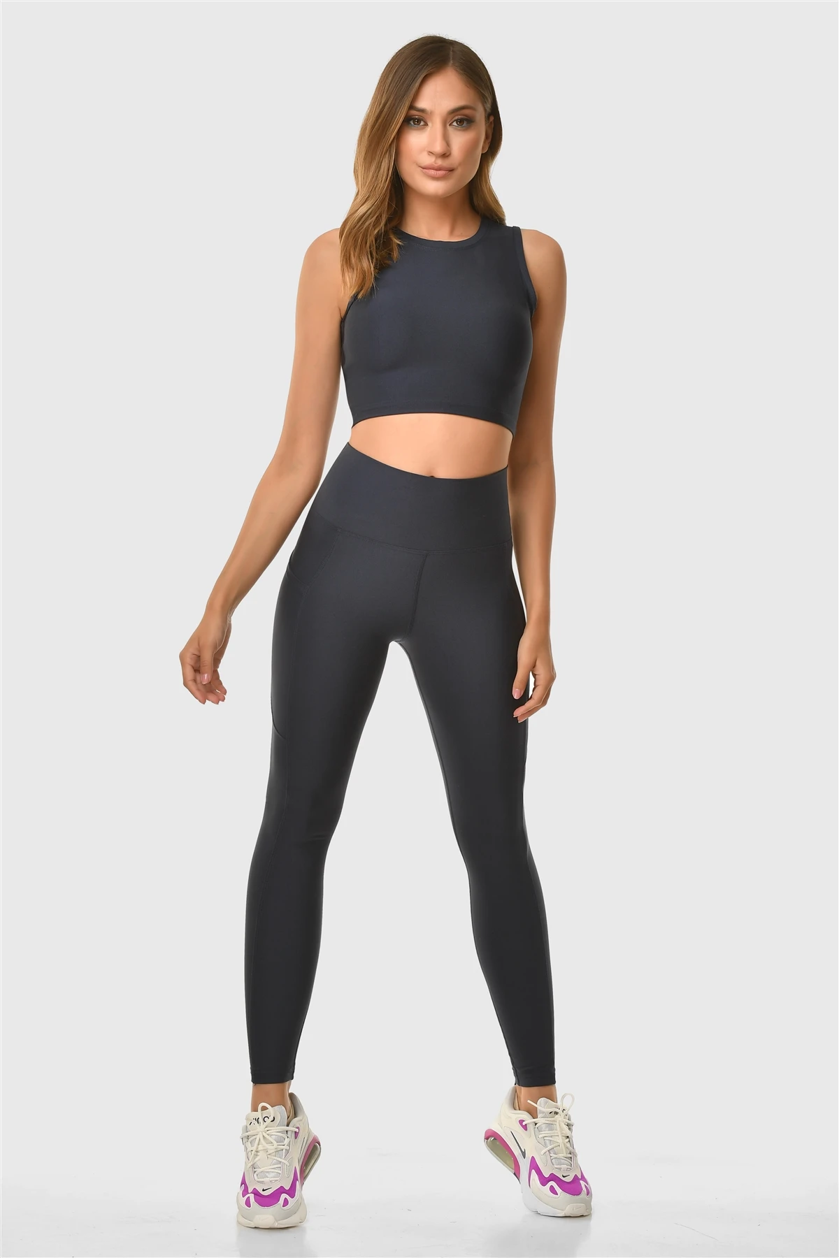 Superstacy High Waist Pockets Dark Blue Sports Leggings