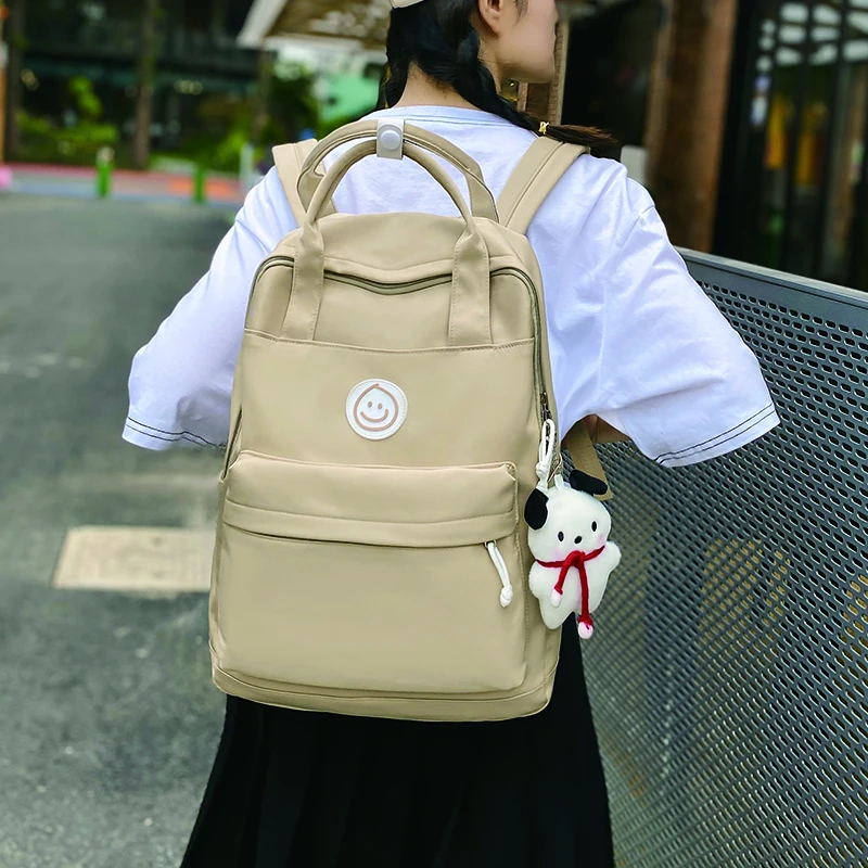 

Вместительные нейлоновые рюкзаки для девочек-подростков, школьный ранец, дорожный Однотонный женский студенческий портфель
