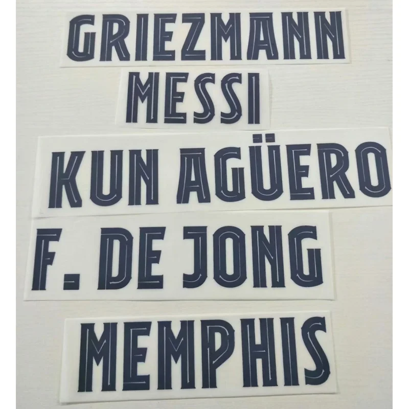 

2021 2022 игрок чемпионов Barce версии 10 Месси 7 ГРИЗМАНН Кун агуреро с принтом шрифтов, нашивки с горячим тиснением значки