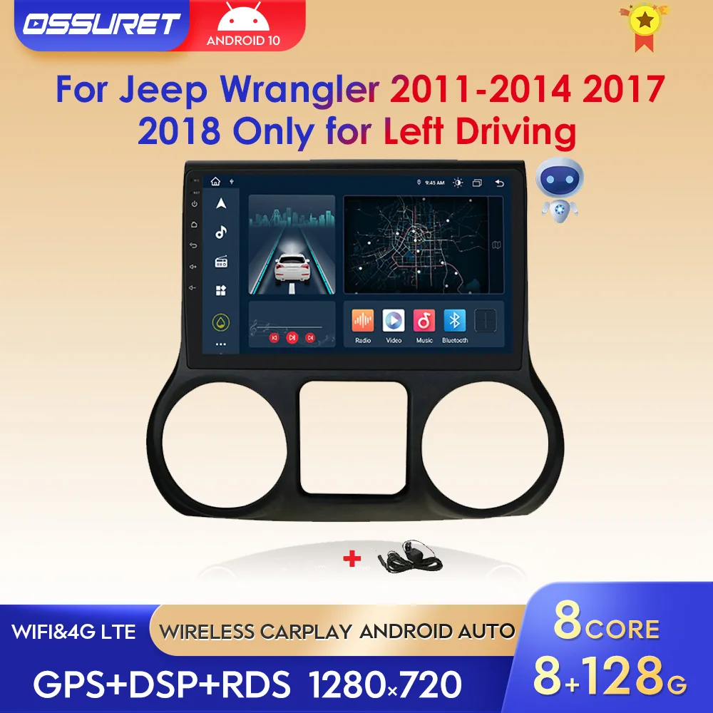 

2din Autoradio Carplay Android Auto Car Radio Stereo GPS Multimedia Player for Jeep Wrangler 2011-2014 2017 2018 Left Driver BT