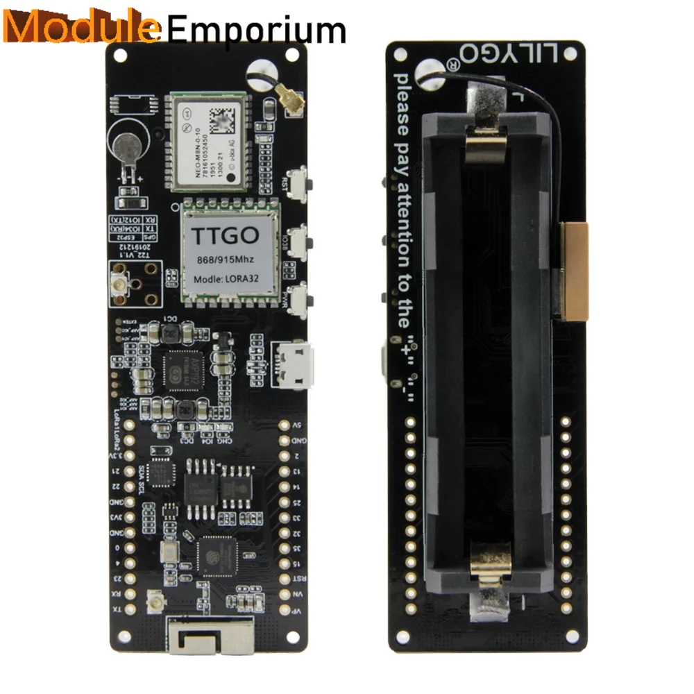 

Unsoldered TTGO T-Beam V1.1 ESP32 LORA 915Mhz Wifi Wireless Module IPEX 18650 Battery Holder
