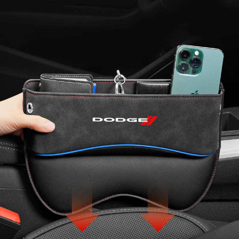 

Universal Car Seat Storage Box For Dodge Charger Challenger Car Seat Gap Organizer Seat Side Bag Reserved Charging Cable Hole