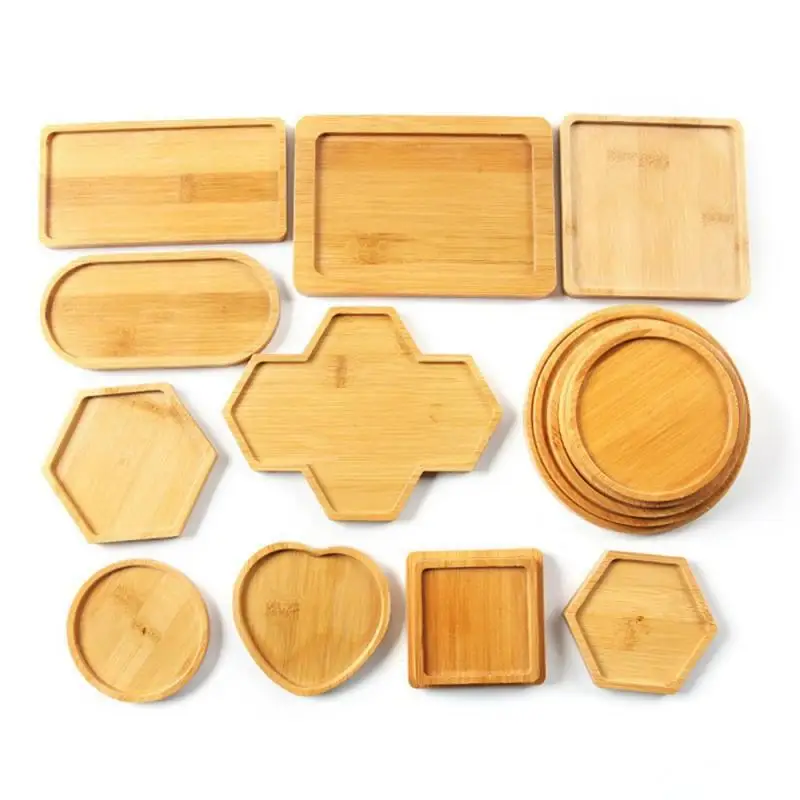 

Bamboo Coaster Wooden Soap Dispenser Tray Wood Saucer Flower Pot Tray Candles Jewelry Storage Tray Countertop Organizer Holder