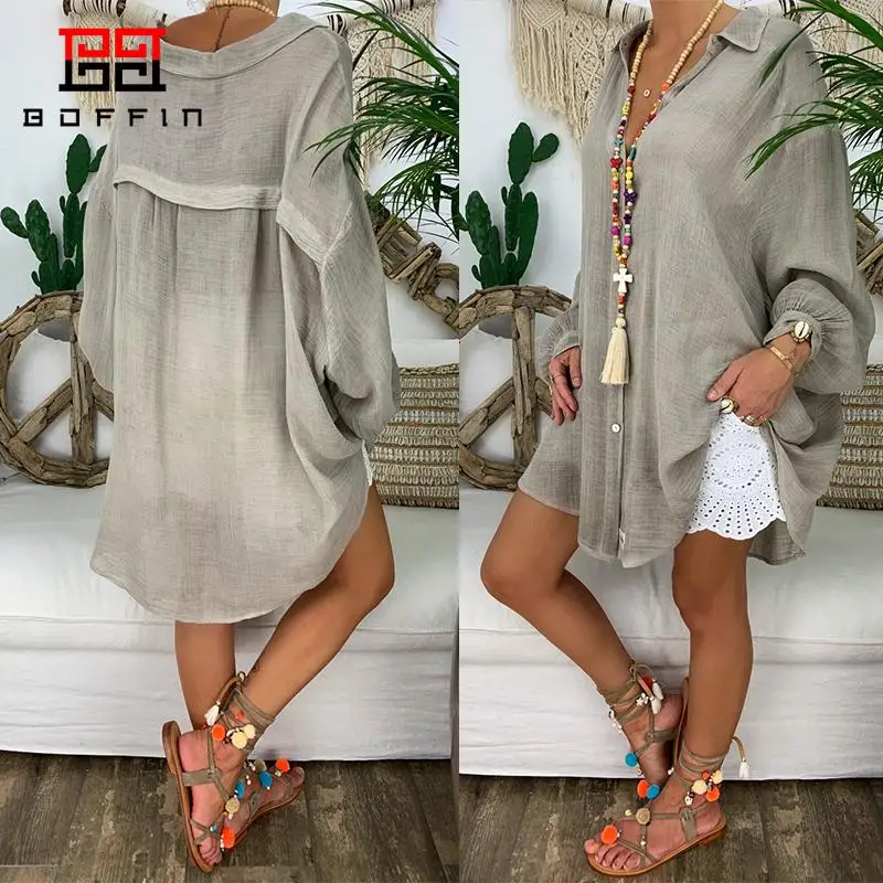 

Boffin Women Loose Cover Ups Swimwear Cotton Beach Kimono White Beach Dress Coverups for Women Swimsuit Cover Up Beach Woman New