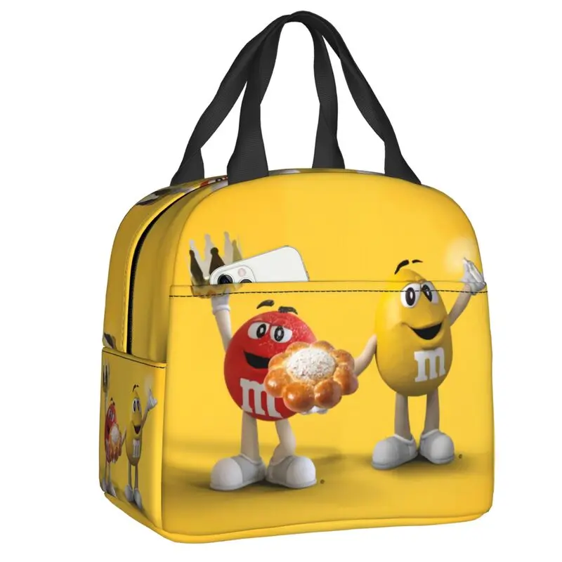

M&M's Chocolate Candy Emoticons Portable Lunch Boxes Funny Cooler Thermal Food Insulated Lunch Bag School Children Student