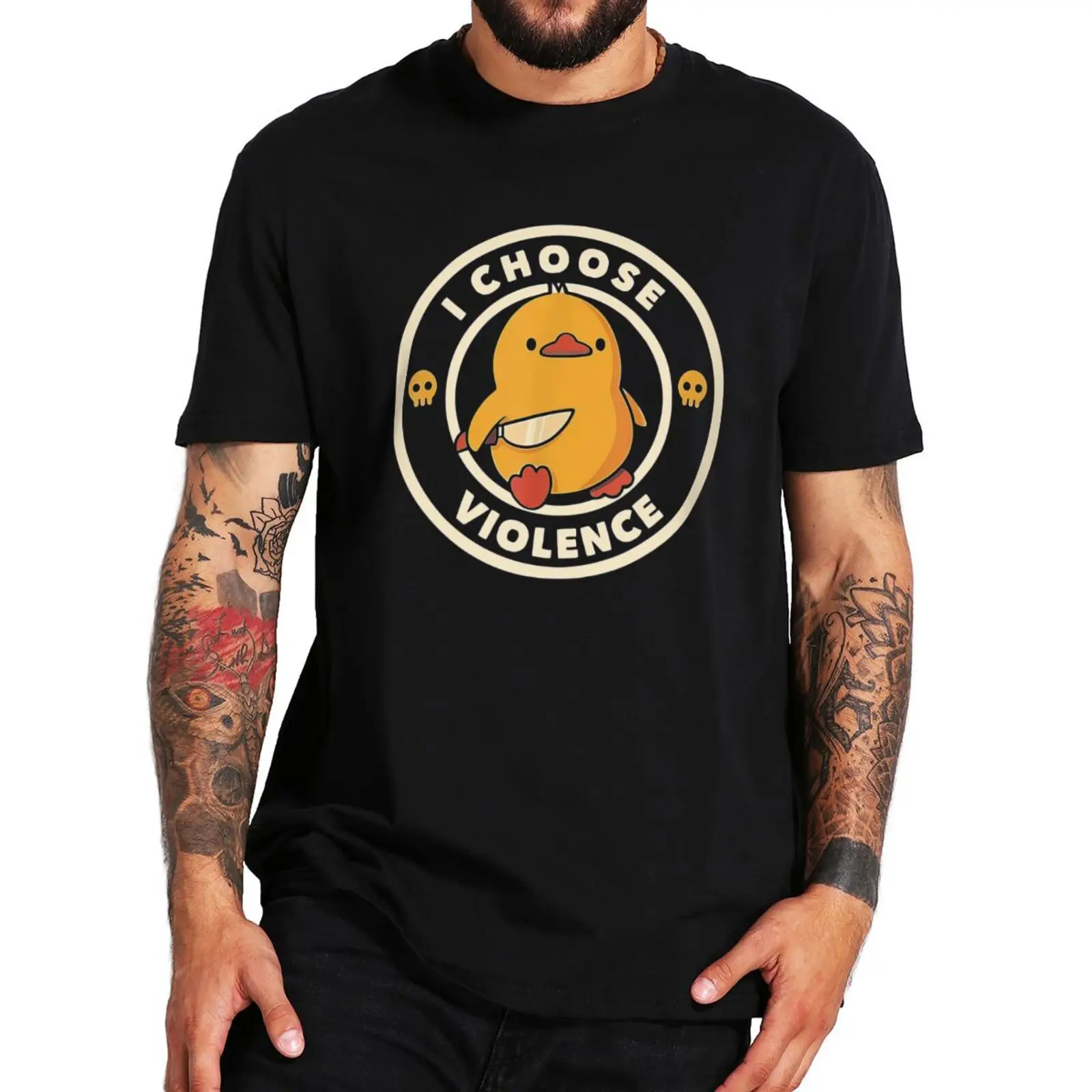 

I Choose Violence T Shirt Funny Duck Humor Slogan Streetwear Oversized Casual 100% Cotton O-neck EU Size T-shirts
