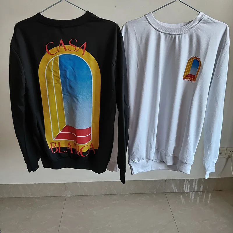 

2024 Fashion Casablanca T Shirt Long Sleeve Door Printed T-shirt High Quality Couple Tops Tees One Day Ship Out Tops Tees