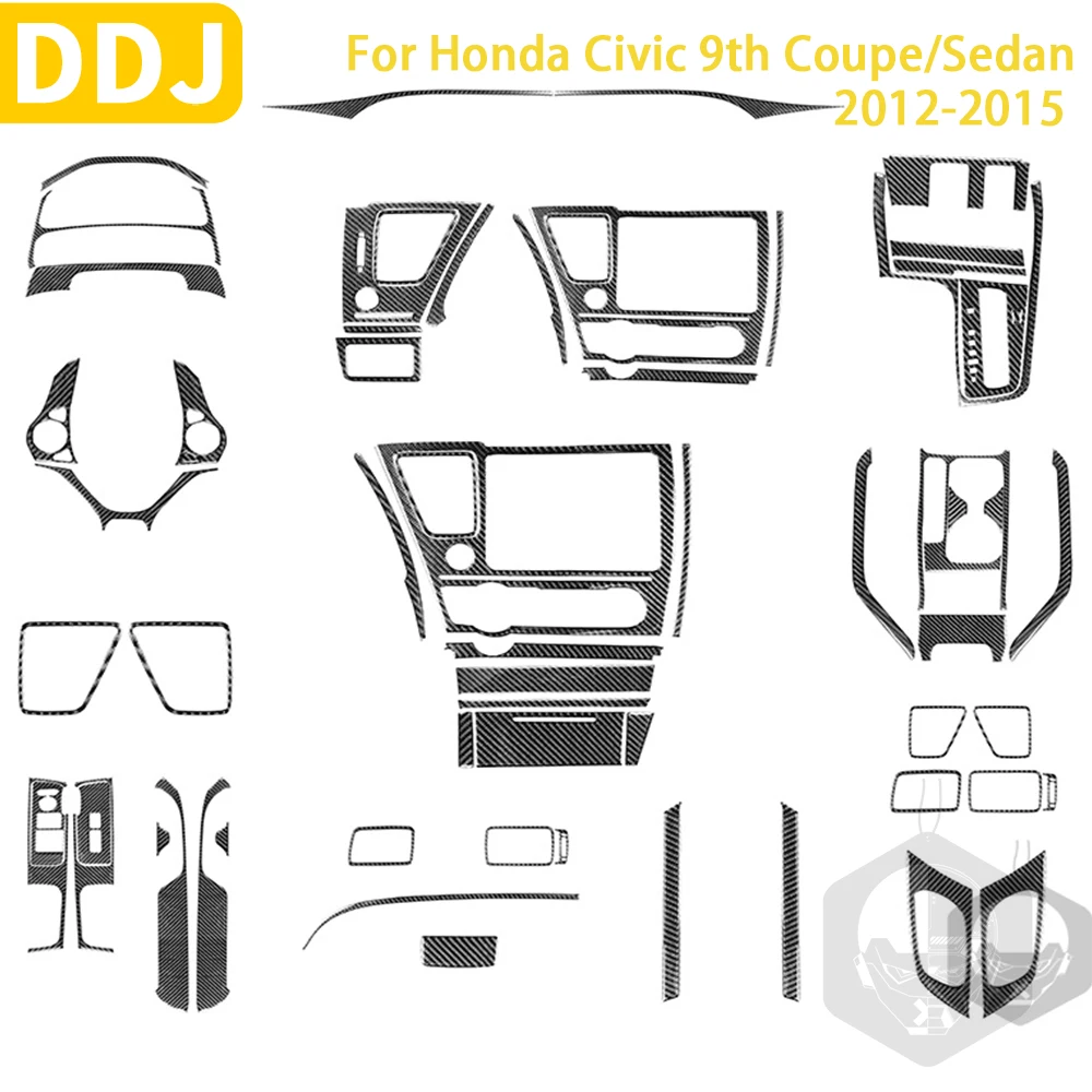 

For Honda Civic 9th Coupe/Sedan 2012 2013 2014 2015 Accessories Carbon Fiber Car Interior Gear Shift Door Panel Window Sticker