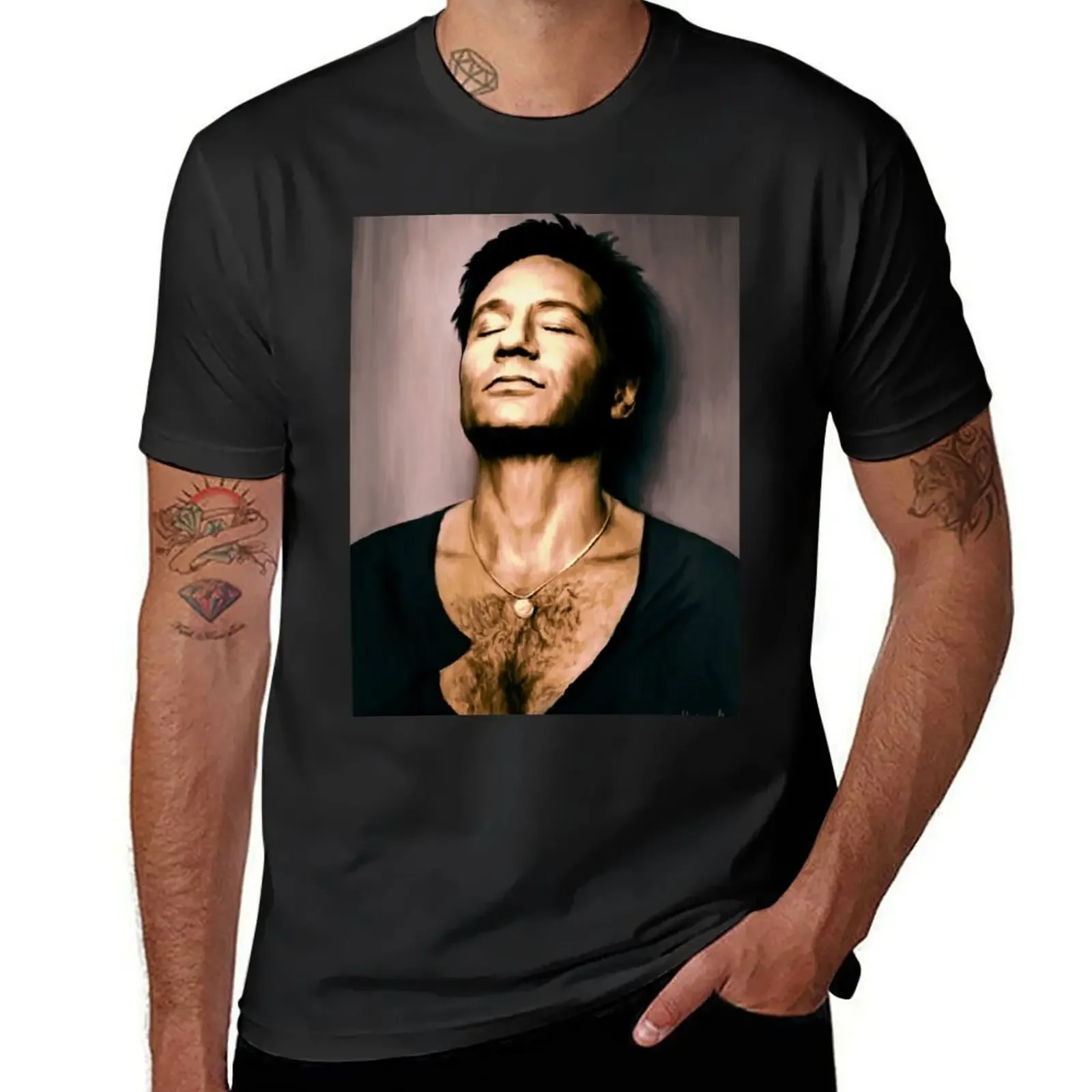 Футболка David Duchovny в масляных цветах мужские рубашки с рисунком винтажная рубашка