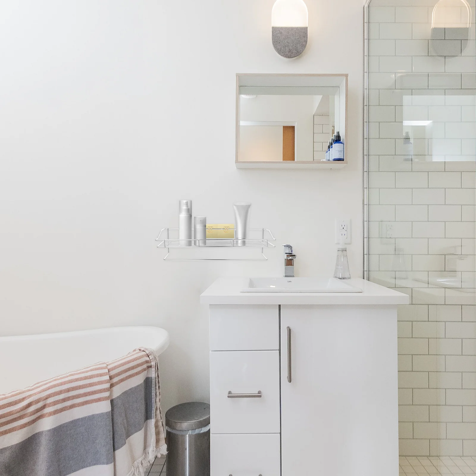 

Wall-mounted Shower Organizer Shower Shelf Restroom Stainless Steel Storage Rack