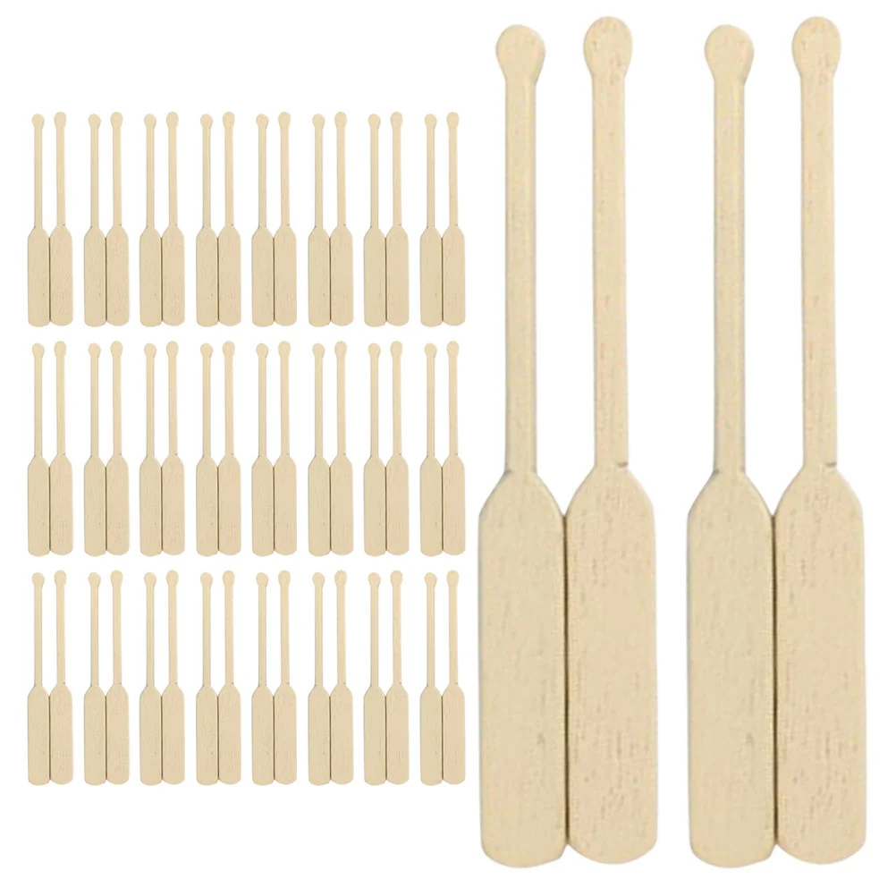

24 Pairs Landscaping Miniatures Wood Reusable Miniatures Paddles Canoe Paddles Model Figurines for Landscaping House Kids