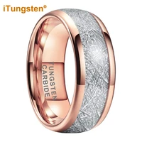 itungsten dropshipping 8mm rose gold tungsten carbide ring for men women engagement wedding band meteorite inlay fashion jewelry